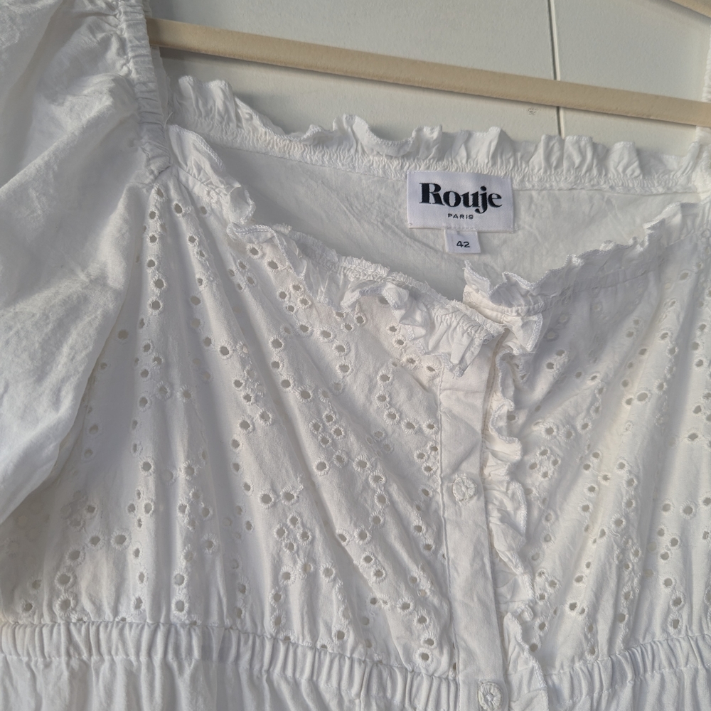 Rouje White Mini Dress with Eyelet Detail - Picture 2 of 5